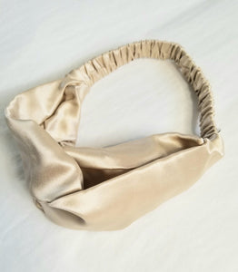 Organic 100% Mulberry Silk Twist Headband in Champagne Bubbles - SYLKE The Label