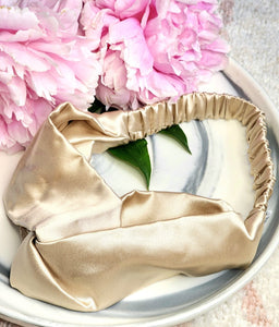 Organic 100% Mulberry Silk Twist Headband in Champagne Bubbles - SYLKE The Label
