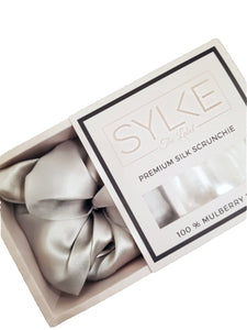 Mystic Silver XL Organic 100% Silk Scrunchie - SYLKE The Label