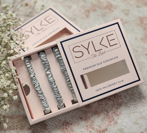 Organic 100% Mulberry Silk Set of 3 'Skinnies' in Mystic Silver - SYLKE The Label